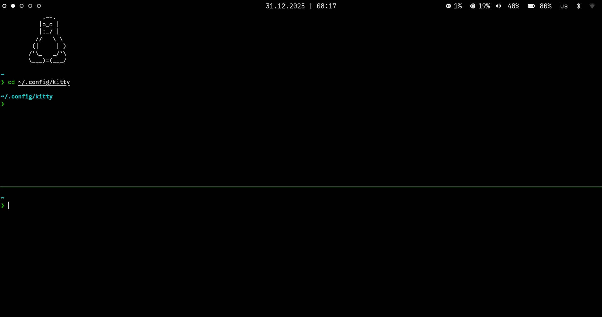 add new window, with active directory in ~/.config/kitty